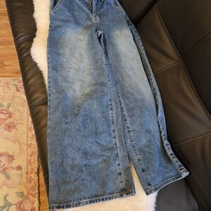 Wide-Leg Blue Denim Jeans